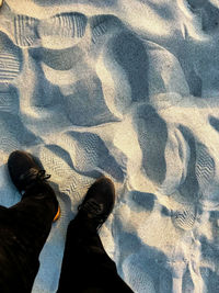 Low section of person standing on beach