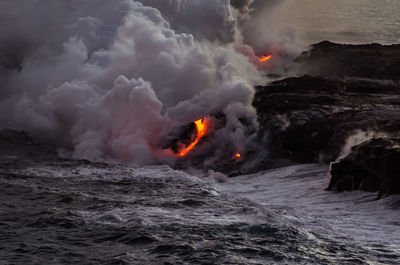 View of erupting lava