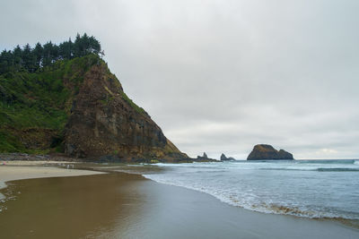 Short beach, tillamook, oregon, pacific northwest, usa on an overcast rainy day