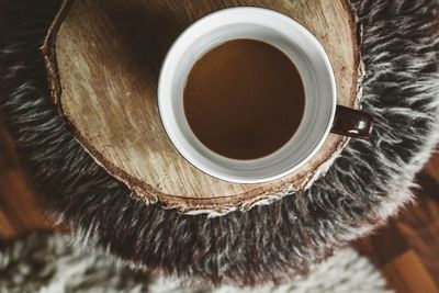 High angle view of coffee cup