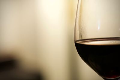 Close-up of beer glass on table