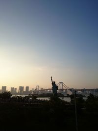 View of buildings at sunset