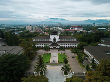 High angle view of buildings in city