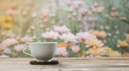 Close-up of coffee served on table