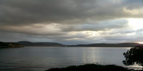 Scenic view of lake against cloudy sky