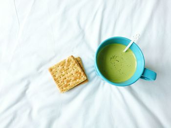 High angle view of coffee on table