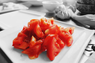 Close-up of fruit salad in plate