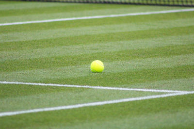 Close-up of green ball on grass