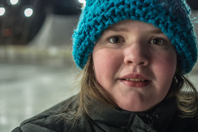 Portrait of smiling girl in snow