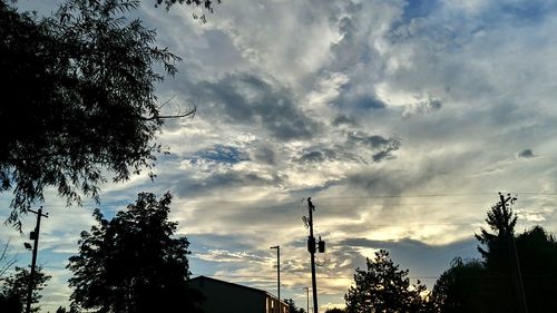 Low angle view of silhouette trees against sky during sunset