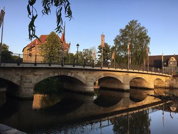 Bridge reflection over canal