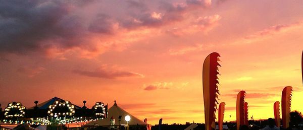 Silhouette of city at sunset