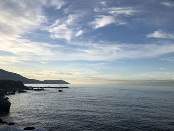 Scenic view of sea against sky during sunset