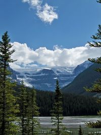 Scenic view of mountains and cloudy sky