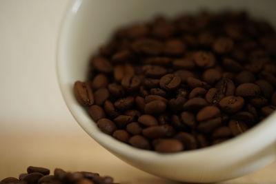 Close-up of coffee beans on table