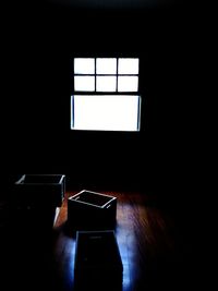 Empty window in dark room