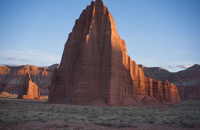 Low angle view of rock formations