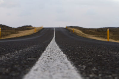 Surface level of road against sky