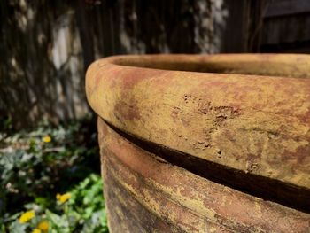 Close-up of flower pot in garden