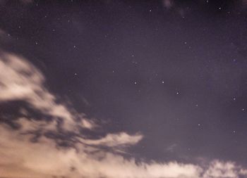 Low angle view of stars against sky at night