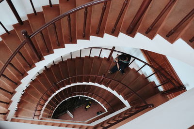 Low angle view of spiral stairs