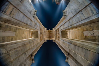 Directly below shot of historical building against sky