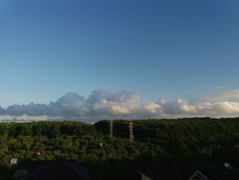 Scenic view of landscape against blue sky