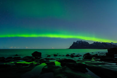 Scenic view of sea against sky at night