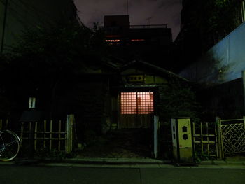 View of built structure at night