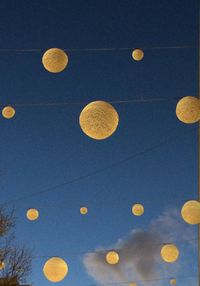 Low angle view of hot air balloons