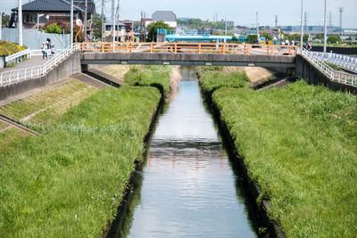 Bridge over canal against sky