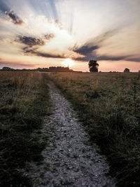 Scenic view of land during sunset