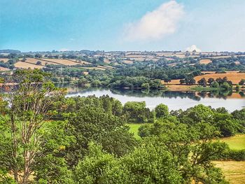 High angle view of river against sky