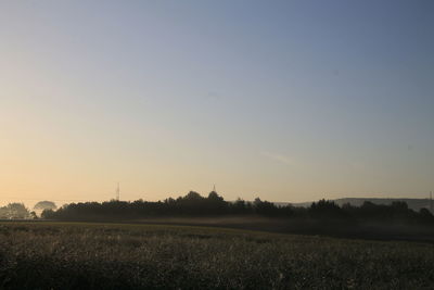 Scenic view of landscape against clear sky