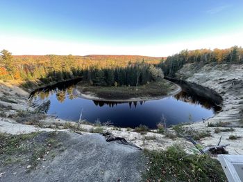 Scenic view of lake against sky