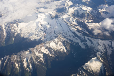 Aerial view of snowcapped mountains