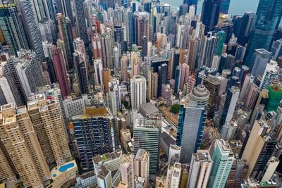 Aerial view of modern buildings in city