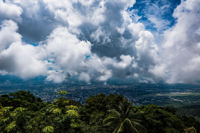 Scenic view of landscape against cloudy sky