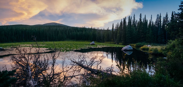 Scenic view of lake against sky