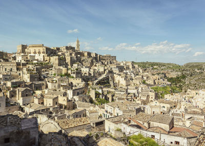 High angle view of townscape against sky