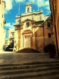 Low angle view of church against sky