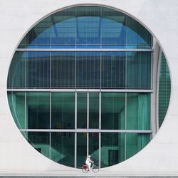 Reflection of building in water