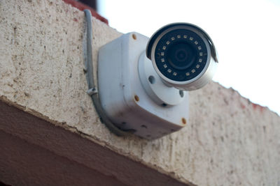 High angle view of camera on table