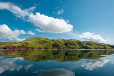 Green-capped mountains of padar island