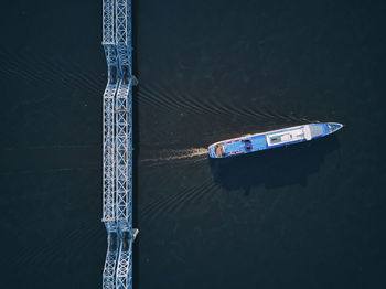 High angle view of ship in sea