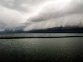 Scenic view of sea against cloudy sky