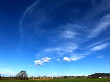 Scenic view of landscape against blue sky