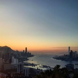 View of city at sunset