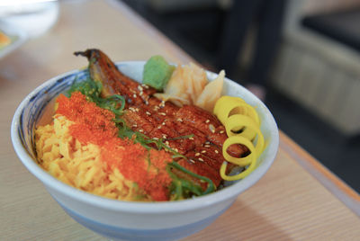 Close-up of food on table