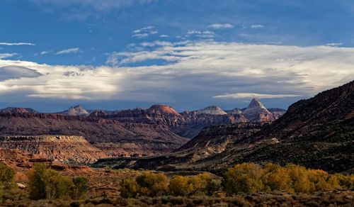 Scenic view of landscape against cloudy sky